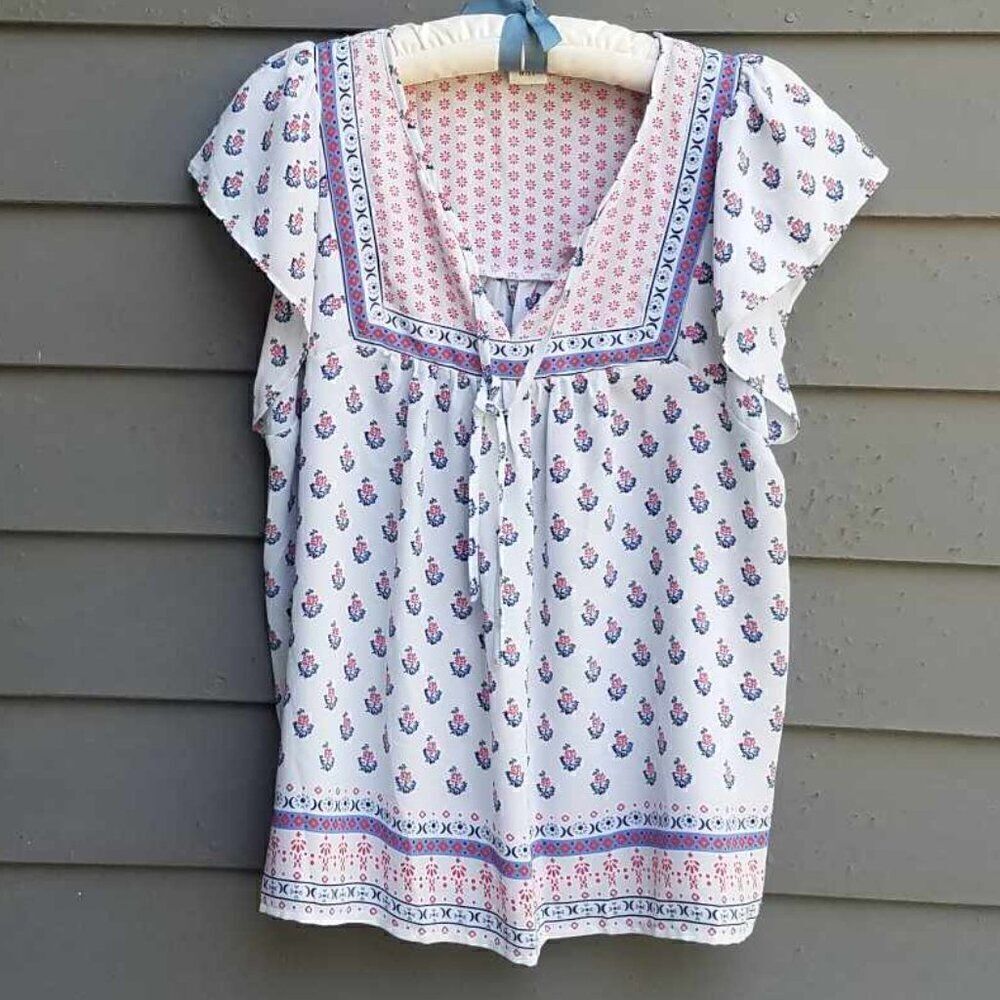 Gap Red White Blue Floral Peasant To size Medium